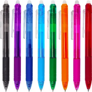 8 Pack Retractable Erasable Gel Pens Clicker Fine Point 0.7mm, Make Mistakes Disappear Comfort Grip for Drawing Writing Planner and School Supplies, Assorted Color Inks