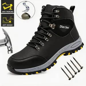 Men's All-Season Labor Safety Shoes, Steel Toe Anti-Smash and Puncture-Proof, Factory & Workshop Protective Footwear, Industrial Wear-Resistant Heavy-Duty Work Shoes for Construction Sites