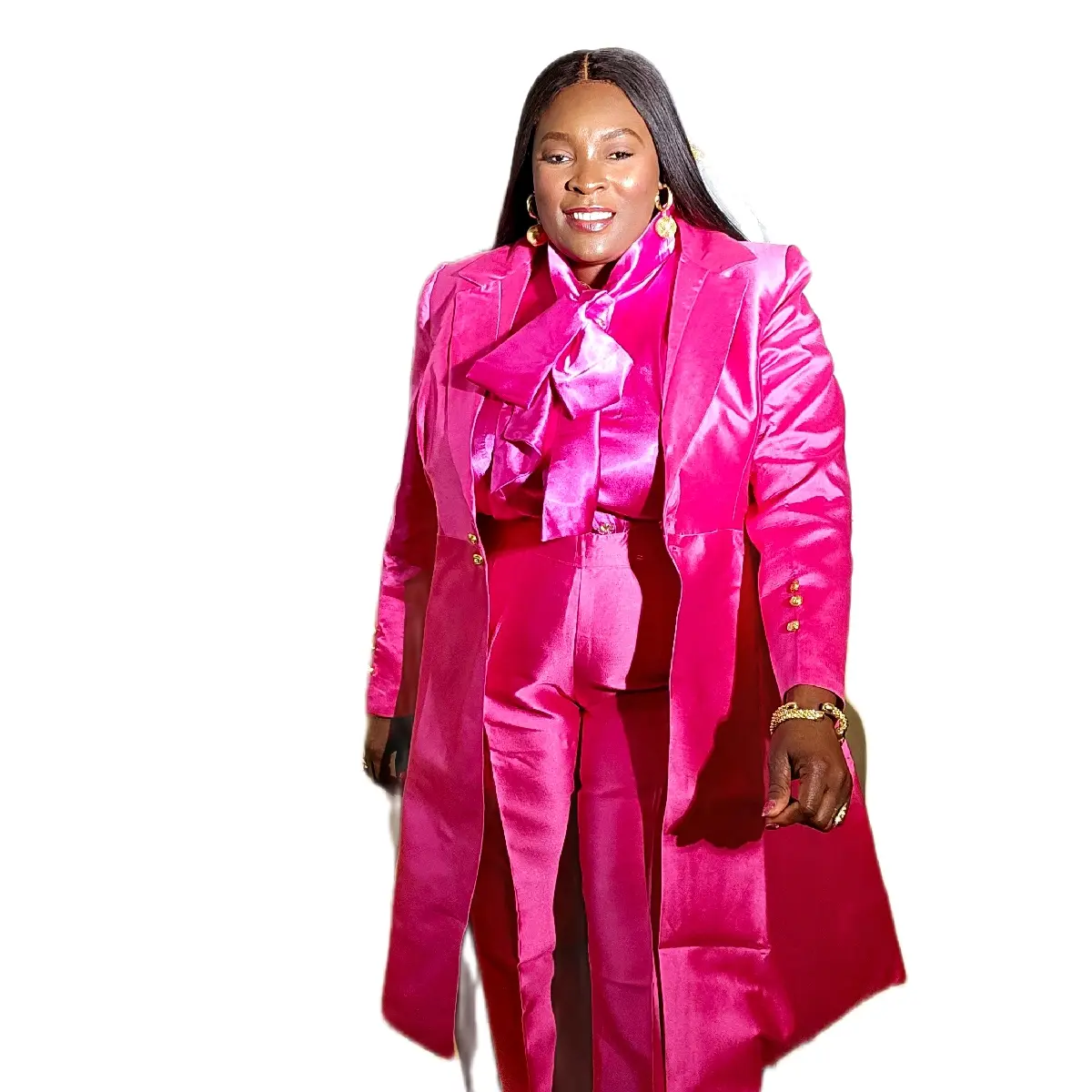 3 Piece Fuchsia Pink  Pants anf Suits Womenswear Set.