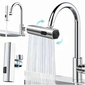 3 in 1 Large-Scale 360° Waterfall Kitchen Faucet - Touch-Controlled, Swivel Spout, Extender for Kitchen Sink, Vegetable and Fruit Washing - Zinc Alloy Construction, Chrome Finish, Contemporary Style