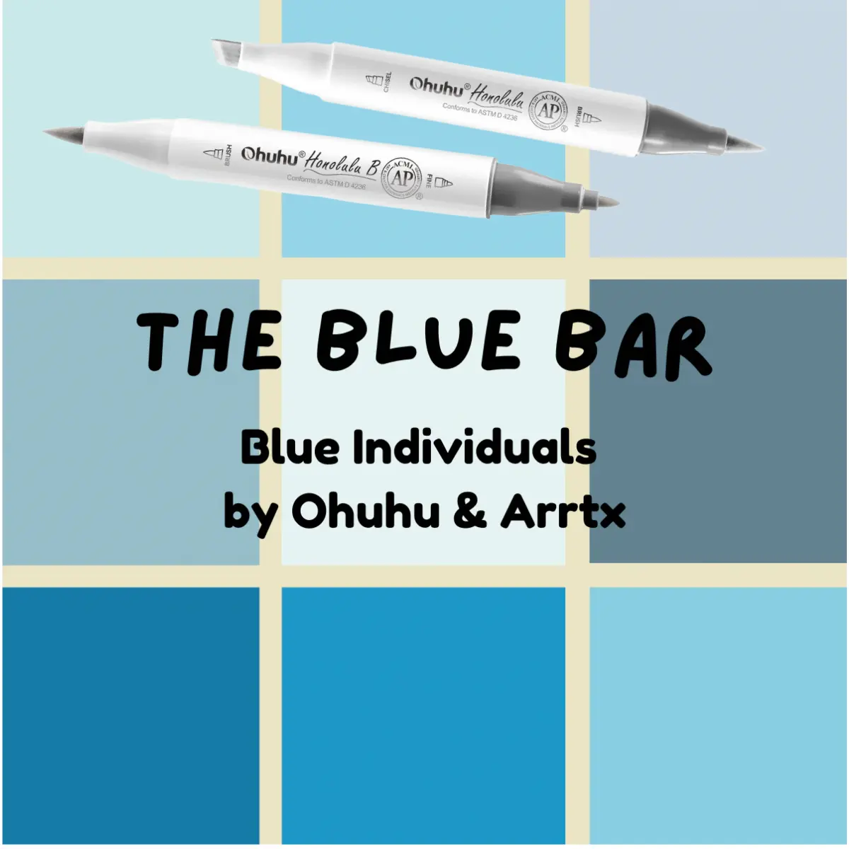 Blue Ohuhu Honolulu B Brush/Fine/ Chisel Tip  Single Color | Sold by The Marker Monster