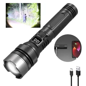 Rechargeable Pocket Flashlight 1200 Lumens Zoom Wide to Spotlight 2 Sizes Compact for Camping Emergencies Dry Environment Design