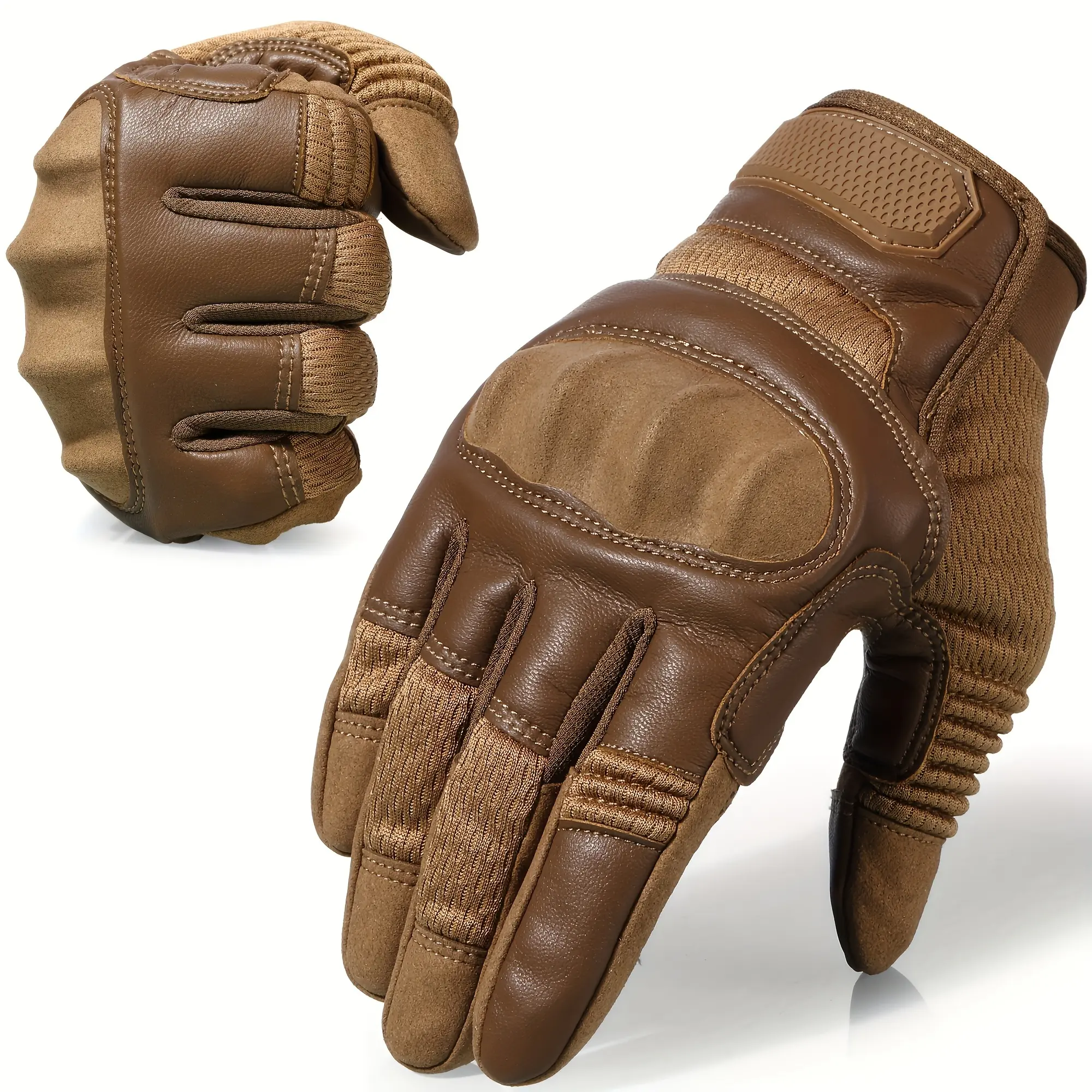 Full Finger Gloves with Touch Screen - Anti-Skid Palm Design - Durable Wear-Resistant Hard Shell - Tactical Hiking Fishing Paintball Hunting Motorcycle Gloves - Hook & Loop Closure for Outdoor Sports - Hiking Gear - Sleek Glove Design