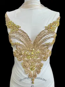 Amy Gold Rhinestones Bodice Applique