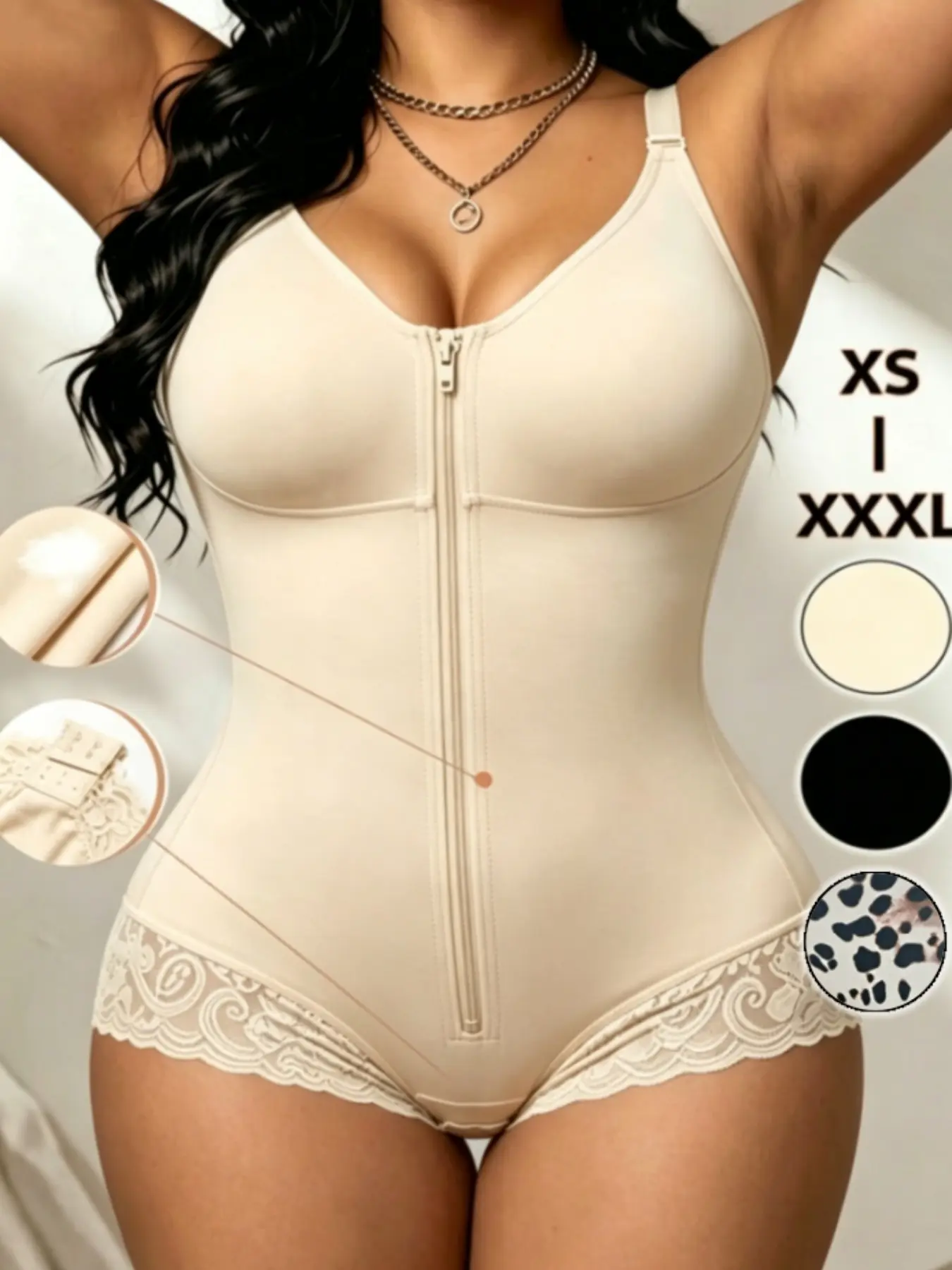 Women's Colombiana Sin Costuras Seamless Compression Firm Control Body Shaper Girdle Shapewear, Body Shaping Underwear, Adjustable Straps, Control Abdomen & Levanta Glúteos, Cremallera Hook-And-Loop Crotch Design, Body Contouring Underwear