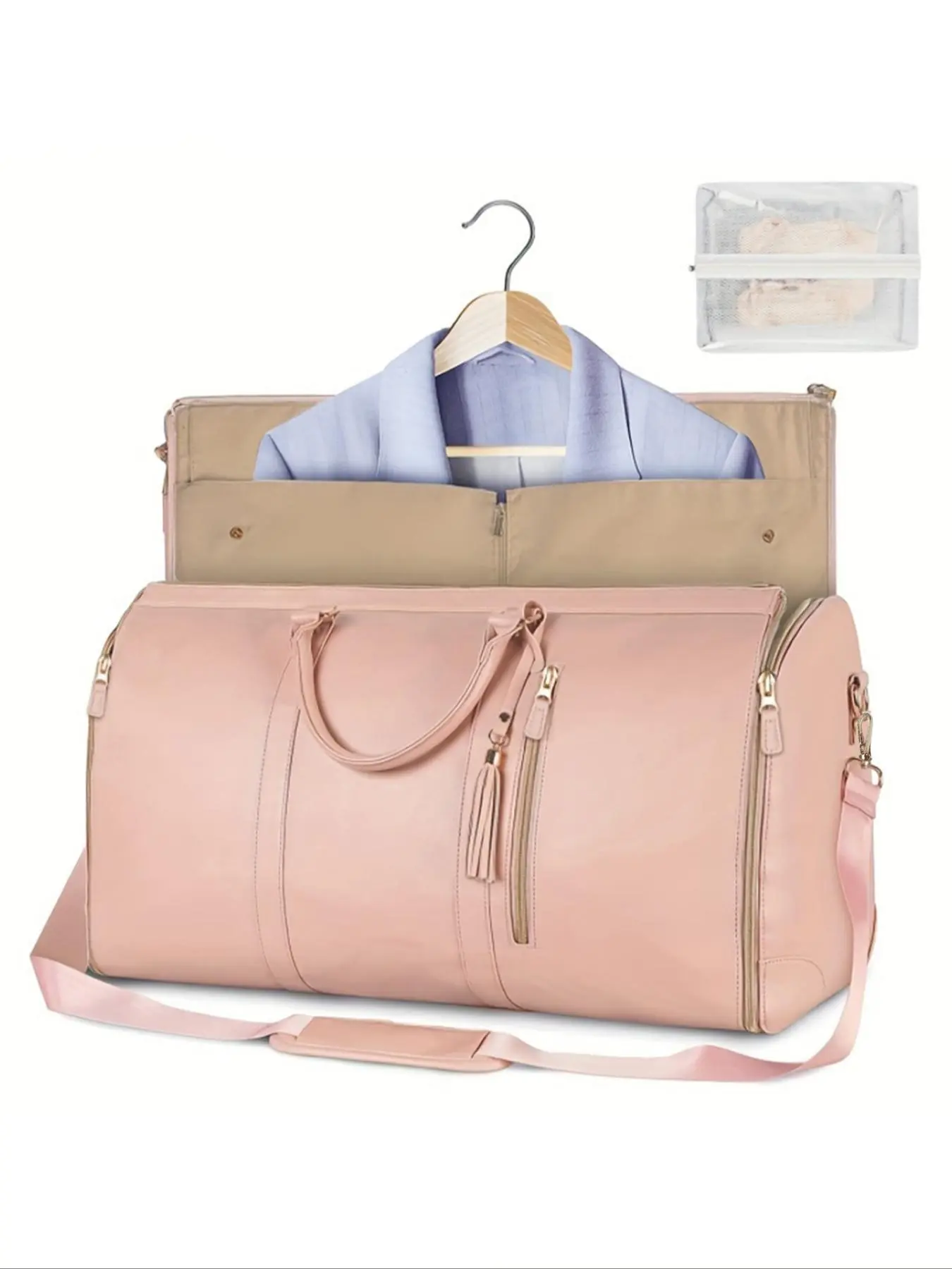 Unisex Pu Leather Large Capacity Crease-resistant Clothes Storage Bag, Summer Outfits 2024 Zipper Duffel Portable Carry on Weekender Bag for Travel Use, Travel Duffle Bag, Travel Essentials, Unique Bags