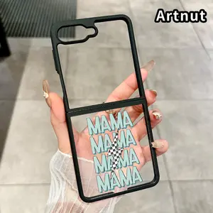 Mama Lightning Checker Pattern Phone Case for Z Flip 7/6/5/4 Silicone TPU Protective Folding Case with Double Protection and Camera Lens Cover