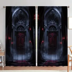 Gothic Style Door Curtain, 1 Set Halloween Themed Door Curtain, Home Decor for Living Room Bedroom, Room Decor, Home Decor