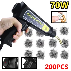 110V 70W Hot Plastic Welding Gun Fast Heating PVC Plastic Repair Tool with 200pcs Welding Staple Tool Set Repair Auto Bumper Body Door Crack