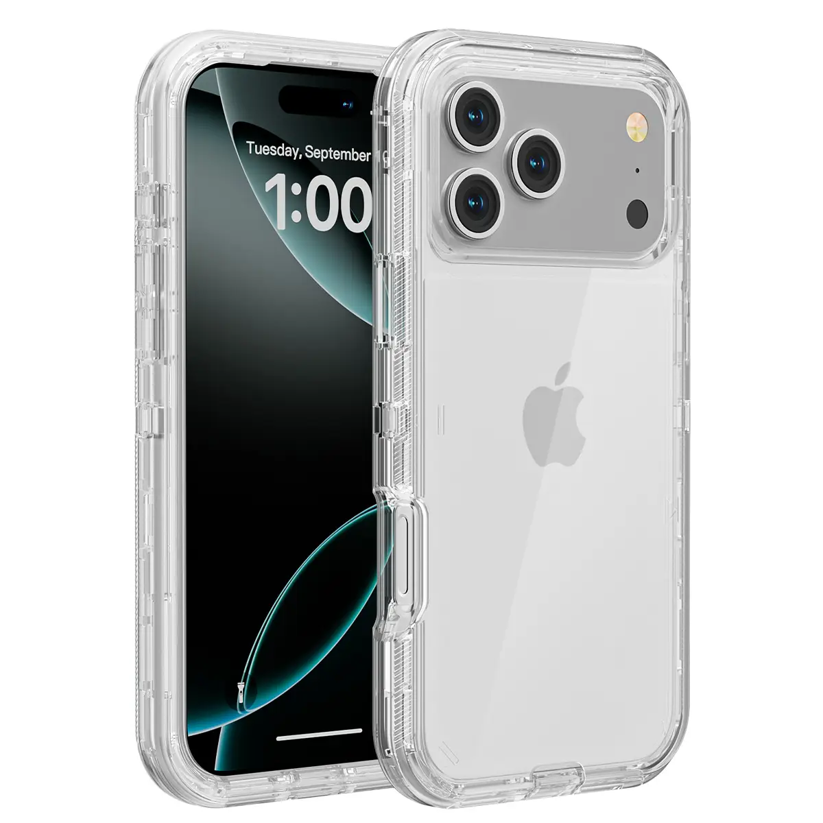 Heavy Duty Clear Transparent Durable 3-Layer Phone Case, Military Grade Drop Protection Shockproof DropProof Anti-drop Protective Cover for iPhone 11