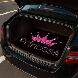 1pc Fashionable Non-Slip Car Trunk Mat | Pink Princess Crown Design, Durable Polyester, Keeps Trunk Dry And Clean, Adds Sweet And Noble Feel To Your Vehicle, Ideal For Storage And Decoration