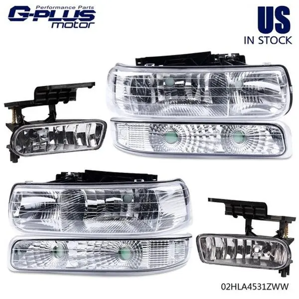 G-PLUS Car Lighting Pair Pack - Headlights & Fog Lights for 99-02 Chevy Silverado, 00-06 Tahoe Suburban Chevy Models, Direct Install Bolt-On Fit, Head Lights For Car, Aftermarket Headlights Fog Lights