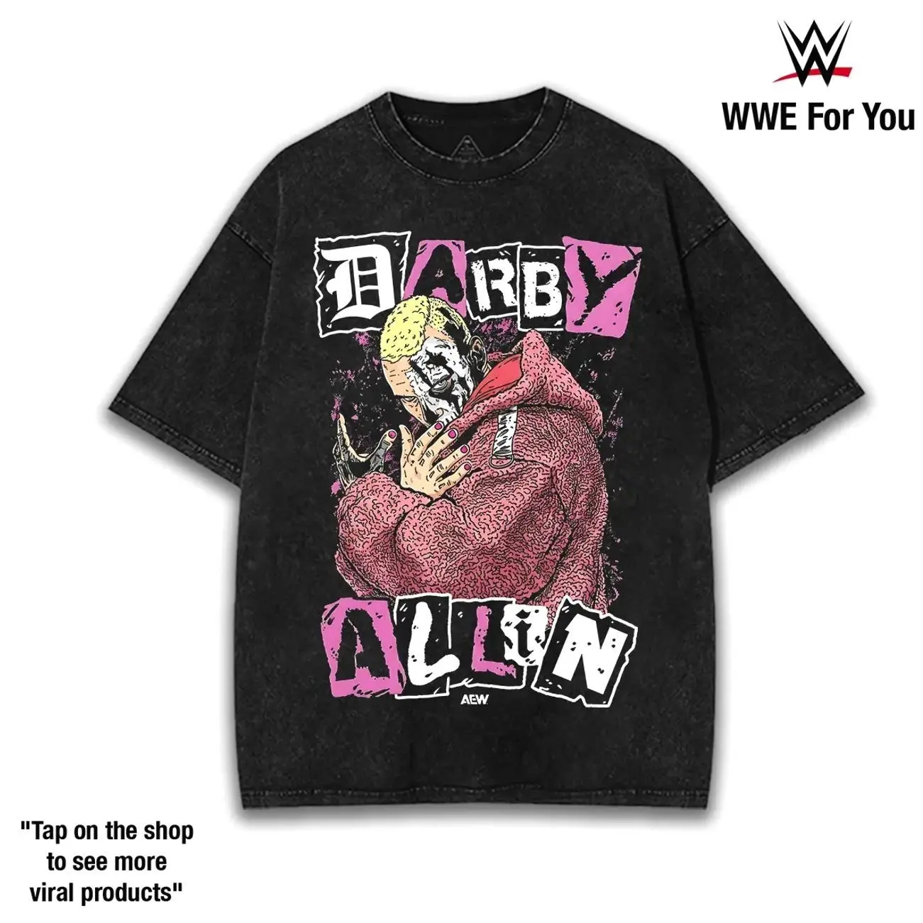 Retro Darby Allin New AEW Champion V2 Washed T-Shirt, WWE Wrestling, Vintage Graphic Tee Mens, Cotton Crewneck Streetwear E6Y