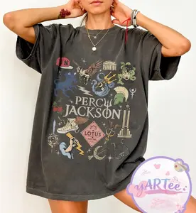 Percy Jackson Olympians Symbols Shirt, Lotus Hotel Medusa Tee, Camp Half Blood Shirt, Greek Mythology Demigods Tee, Bookish Reader Gift