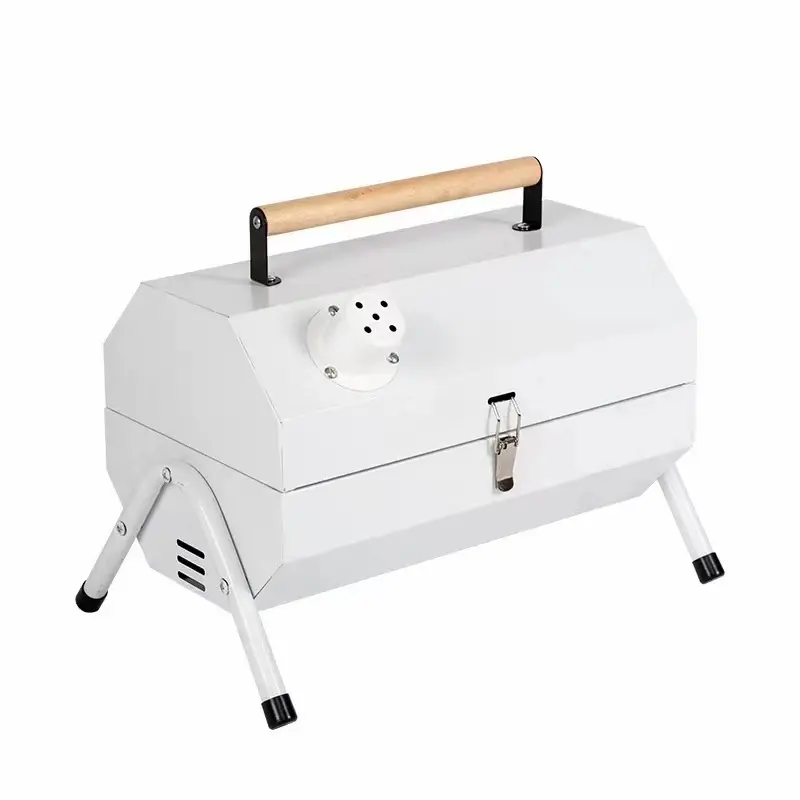 Portable Grill Charcoal for Outdoor, Two Side Carbon Smoker with Grill Rack & Carbon Plate, Small Folding Table Top Charcoal Grill for Barbecue, RV Travel, Camping, Beach