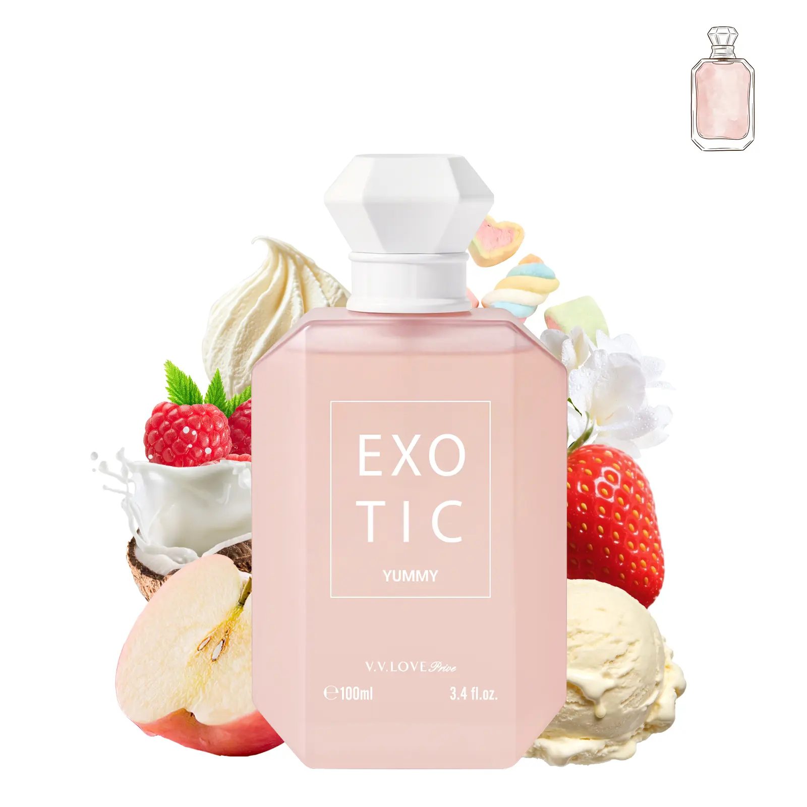 YUMMY | Gourmand Floral Sweet | EDP Luxury Perfume 100ml | Pink Marshmallow,Strawberry,Whipped Vanilla & Pink Musk | Date Night,Party,Weekend Outing long lasting perfume Eau De Parfum Cosmetic Scented