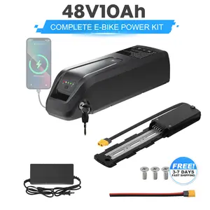 48V Ebike Battery 10Ah Lithium Ion Battery Pack for 0-1200W Electric Bike Mountain Road Commuter Replacement Battery with Fast Charger 30A BMS Protection LED Battery Indicator Safety Lock Long Range High Capacity Power