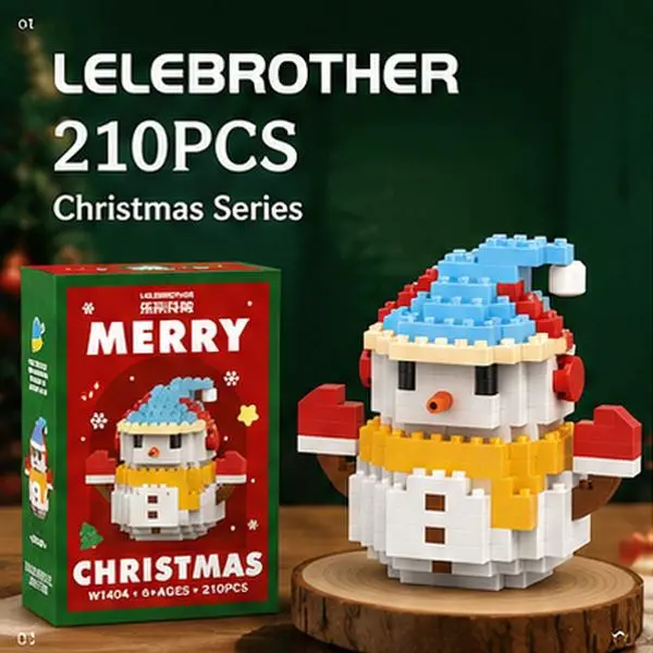 Christmas Snowman Building Blocks Set, 210 Pieces Mini Snowman Building Kit for Kids Ages 6+, DIY Holiday Decoration Toy