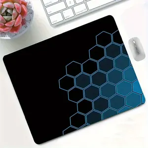 Anime-Inspired Geometric Blue Mouse Pad - Non-Slip, Durable Rubber Desk Mat for Gaming and Office Use