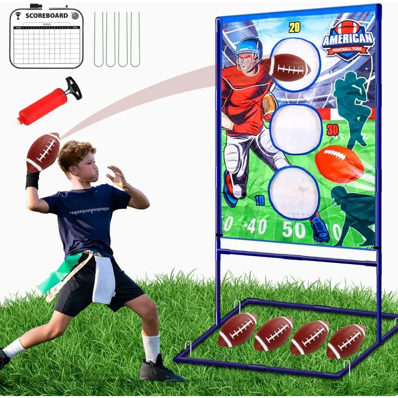 Football Toss Game with 4 Inflatable Balls, Football Throwing Target Games for Boys 8-12, Sports and Outdoors Toys for Kids Ages 3+