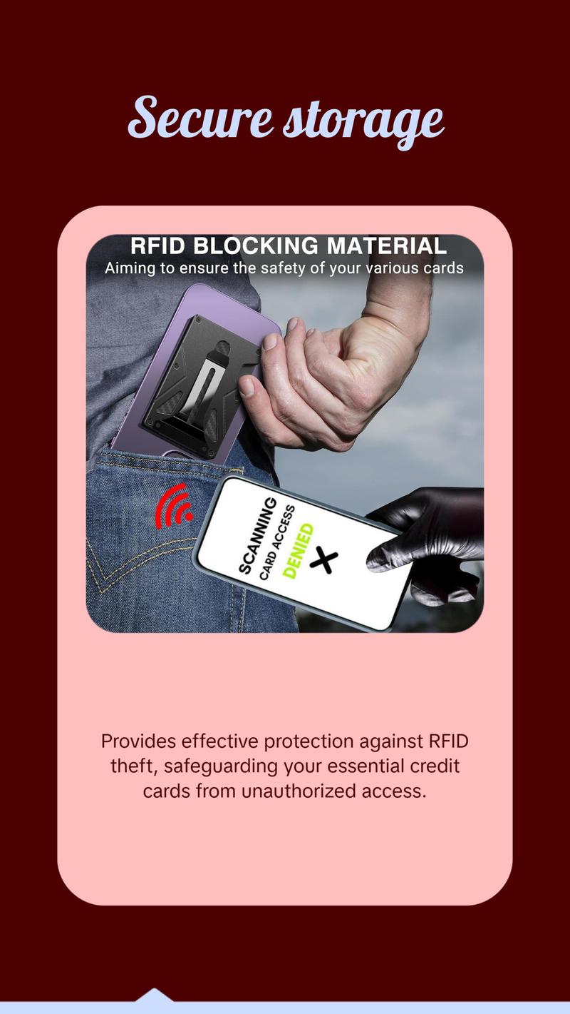 Tracker RFID Anti-theft Swiping Metal Wallet with Magnetic Ring - Black Aluminum Alloy Credit Card Holder for Home Storage - Unisex Ultra-light & Antibacterial Design