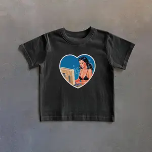Computer Girl Graphic Baby Tee, Vintage Beach Tshirt, 90s Style Baby Tee, Heart Toddler Tshirt