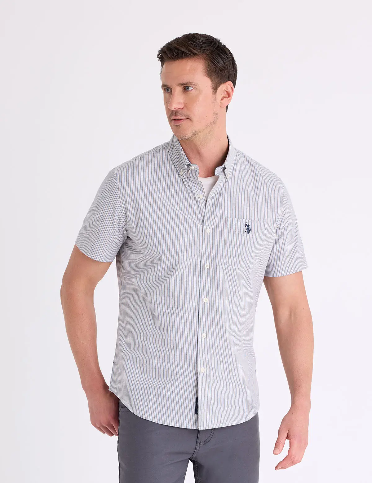 SHORT SLEEVE STRIPE MADRAS SHIRT