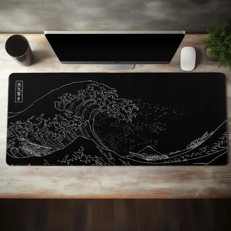 Large Rectangle Mouse Pad - 1 Count, Wave Pattern, Waterproof, Non-Slip Rubber Base, Smooth Surface, Gaming & Office Desk Accessory for Home Use