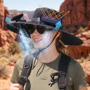 2026 Upgraded Solar‑Charged Ventilated Sun Hat with Mist Spray & Cooling Function, Wide Brim UV Protection Cap for Outdoor Fishing Hiking Camping, Perfect Gift for Men Women & Dads