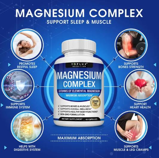 Toplux Magnesium Complex 8 Essential Magnesium Supplement 1000mg