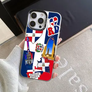 Phone Case - Phone Case, love pattern of the flag of the Dominican Republic, designed in colorful retro art style, for Iphone 11PRO, 12PRO MAX, 13, 14PLUS, 15, 16 and 17PRO MAX. Great choice for holiday gifts
