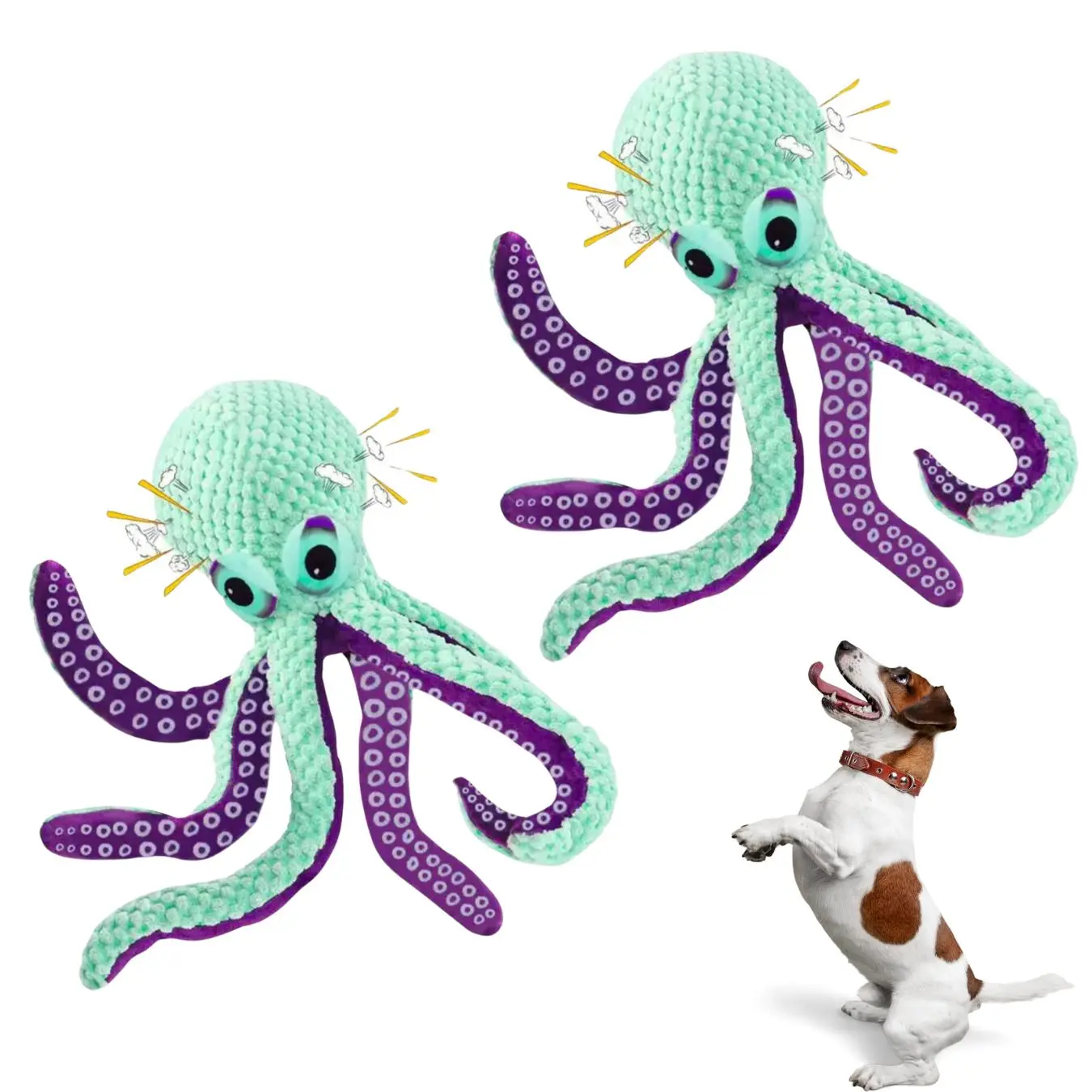 Octopus Shaped Pet Plush Toy, 2 Counts/set Interactive Pet Chew Toy, Pet Interactive Toy, Dog & Cat Accessories, Dog & Cat Toys