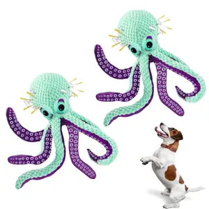 Octopus Shaped Pet Plush Toy, 2 Counts/set Interactive Pet Chew Toy, Pet Interactive Toy, Dog & Cat Accessories, Dog & Cat Toys