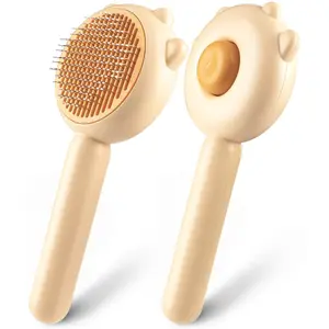 PetLit Cat Brush with Release Button for Effortless Grooming - Self Cleaning Brush for Long and Short Haired Cats and Dogs