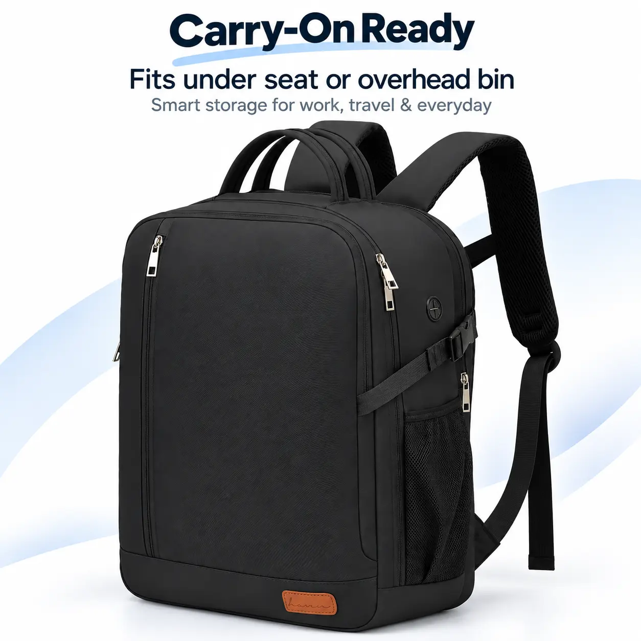 Unisex 30L Carry-On Travel Backpack - Lightweight Water-Resistant Underseat Backpack, Adjustable Traveling Daypack with 15.6" Laptop Compartment, Anti-Theft Pocket for Flights, Short Trips, Daily Commute