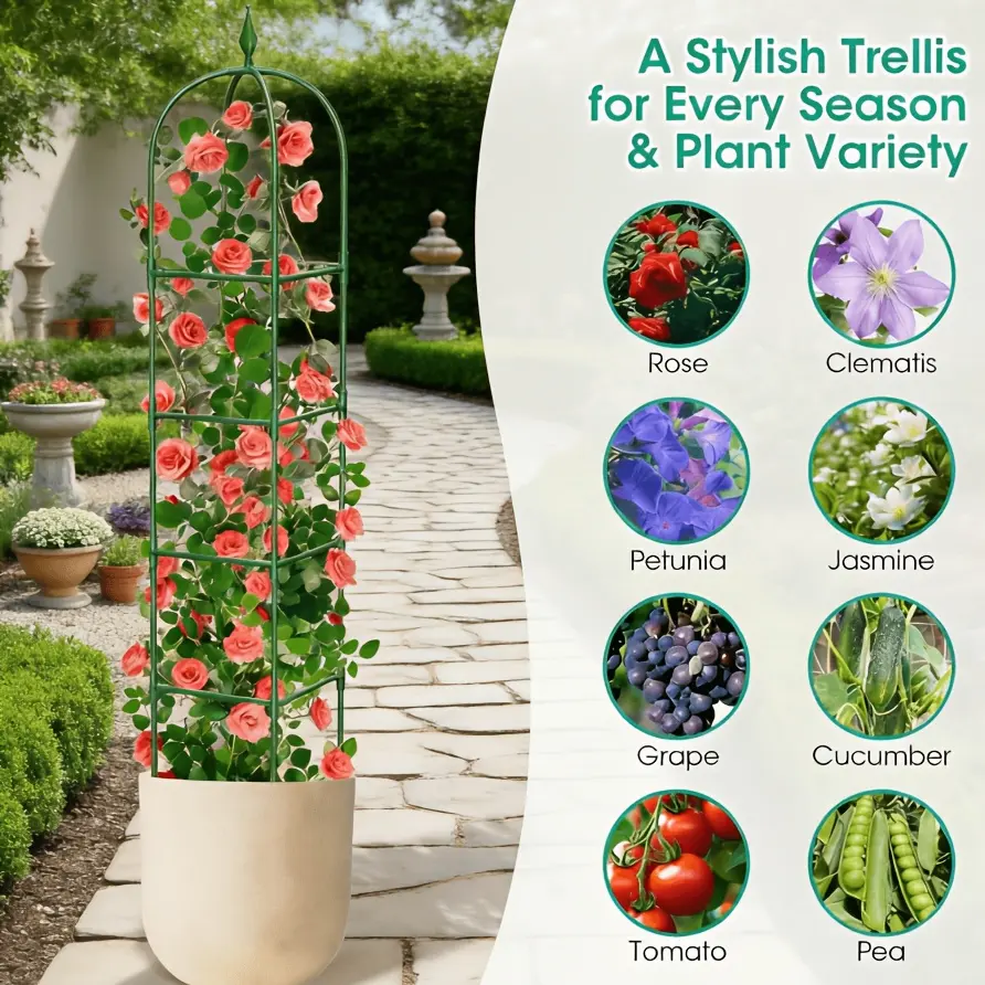 2Pack Trellis For Climbing Plants Outdoor, 70.87In Garden Obelisk Trellis, Tall Rustproof Plant Support For Jasmine Support Outdoor Indoor