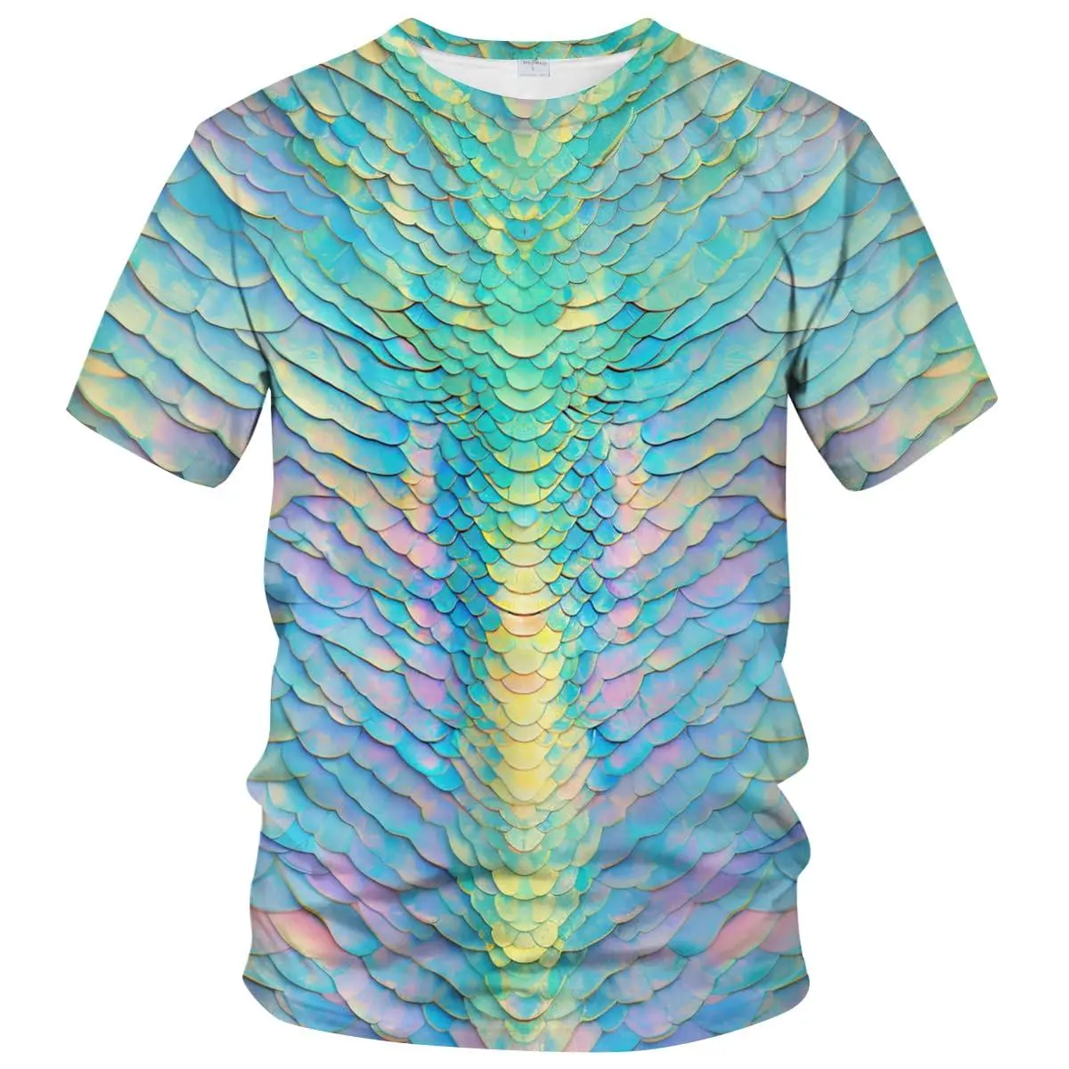 Unisex 3D Iridescent Dragon Scale Print T-Shirt, Fantasy Scales Graphic Tee for Men & Women, Ideal for Cosplay, Fantasy Themed Parties, Casual Daily Wear