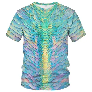 Unisex 3D Iridescent Dragon Scale Print T-Shirt, Fantasy Scales Graphic Tee for Men & Women, Ideal for Cosplay, Fantasy Themed Parties, Casual Daily Wear