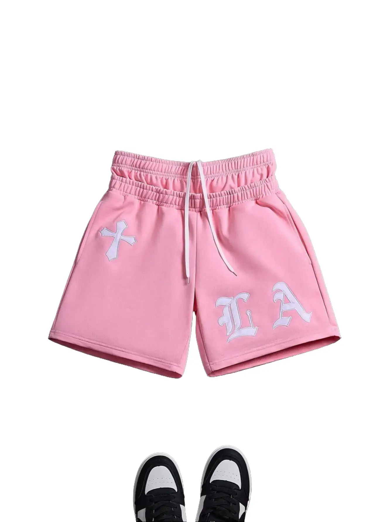 Lounge Sweat Shorts for Men, Soft Smooth Performance Fabric, Double Layer Elastic Waistband, Solid Pink Relaxed Wide Leg Knee Length Shorts for Streetwear Gym Training Daily Casual Summer Outfits
