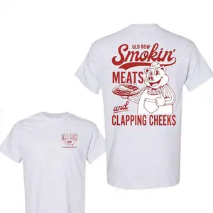 Graphic T-shirt for Men, BBQ Pig Print, Funny Party Shirt, Double-Sided Humor Tee, Summer Cookout Vibes