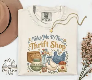 Comfort Colors Take Me To The Thrift Shop T-Shirt, Vintage Thrifting Unisex TShirt, Retro Graphic Top, Funny Thrift Lover Tee