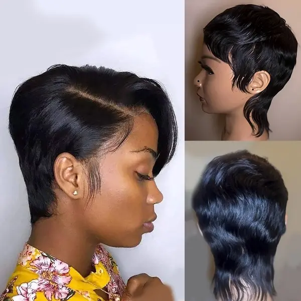 Full Lace Pixie Cut Wig With Short Tail Clearance