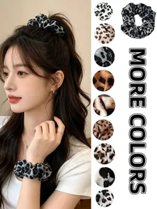 9 Piece Multicolor Leopard Print Hair Ties Scrunchie, Scrunchies, Back Bun Half-Up Hairstyle Accessories, Suitable for Daily Use, Parties, Travel
