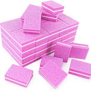 50Pcs Pink Sponge Nail Buffers,100/180 Grit Mini Nail Files,Mini Buffer Block Nail File for Acrylic & Natural Nails,Double-Sided Buffing Blocks for Manicure & Pedicure, Salon & Home Use