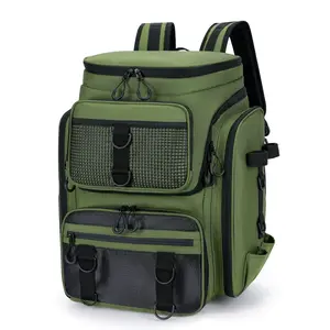 Multifunctional Fishing Backpack, Multi-Compartment High-Density Waterproof Material, Breathable Back System, Rod Holder, Outdoor Camping Hiking Bag