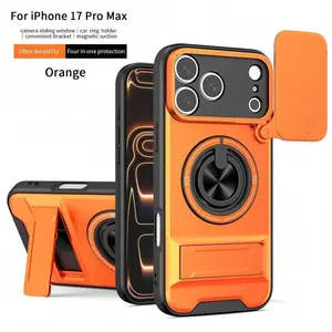 Mecha Magnetic Phone Case with Slide Camera Cover, Military Grade Shockproof Kickstand Ring Armor Case for iPhone13 14  15 16 17 Pro Max