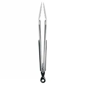 12" Tongs: Stainless Steel Kitchen Tongs with Locking Mechanism, Dishwasher-Safe, Light Silver