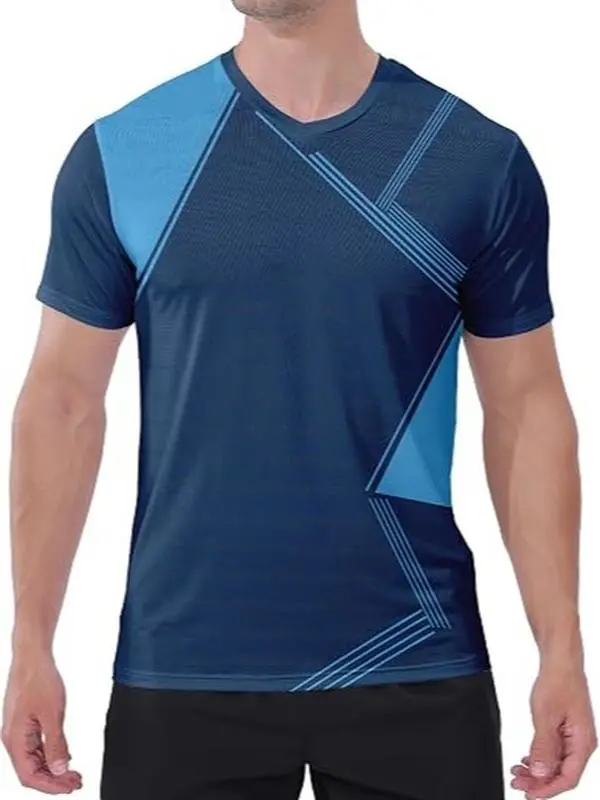 Men's Athletic Running T-Shirts V Neck Dry Fit Workout Gym Tee Tops Moisture Wicking, Breathable, Soft Performance, 4-Way Stretch, Cooling Shirt for Tennis, Basketball, Hiking, Daily Casual