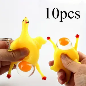 Humorous Squeeze Egg Keychains Set, Stress Relief Prank Toys, Kids Joke Gifts, Classroom Rewards, Halloween and Christmas Stocking Stuffers