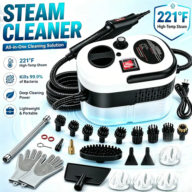 Portable Handheld High-Pressure High-Temp Steam Cleaner, All-in-1 Specialty Power Tool with 14 Replacement Accessories, 6 Steam Levels, Quick Heating for Multi-Surface House & Kitchen Cleaning